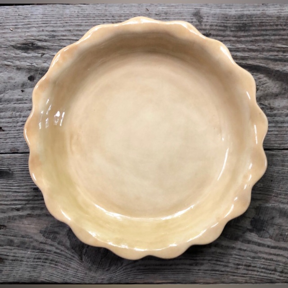 Deep Dish Fluted Pie Plate Ceramic Vintage